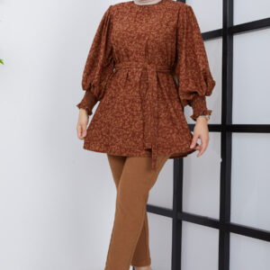 Printed Tan Tunic & Pants